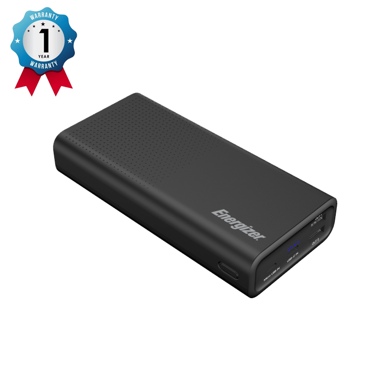 Energizer Powerbank Ultimate Fast 20000mAH, Power Delivery 3.0 for iPhones, 22.5W Smart USB for Android Devices, Triple Output and Dual Outputs Black UE20012PQ